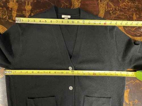 J Crew Womens Black Cashmere Button Up Patch Pocket Cardigan Oversized Preppy S - Picture 6 of 20