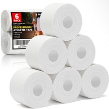 Professional 6 Pack White Athletic Sports Tape-1.5Inch×27 Feet Per Roll,162 Feet