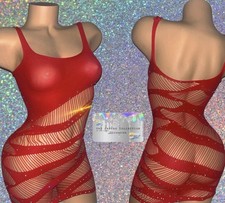 EXOTIC DANCER: RED DRESS WITH RHINESTONES NIPPLE COVERS INCLUDED