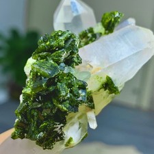 102G Natural beautiful epidote quartz with Crystal garden quartz Specimen