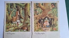 Artist Postcard Ernst Fay 2 Piece Dwarfs Gnome Forest Mushrooms 1940s