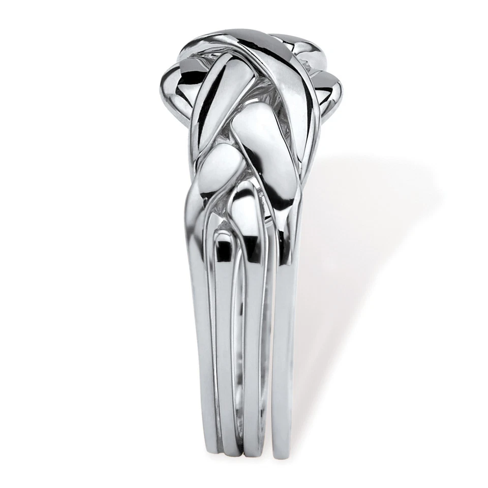 Anillo rompecabezas símbolo de compromiso chapado en platino Foto 2 de 4