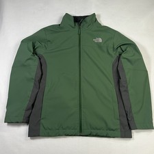 THE NORTH FACE BOYS 14-16 POLARTEC CLASSIC GREEN/GRAY BLACK FLEECE LINED JACKET