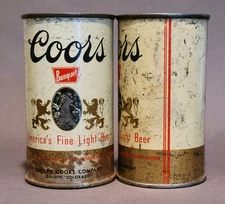 PAIR OF COORS "RED STRIPE  FLAT TOP BEER CANS GOLDEN COLORADO 