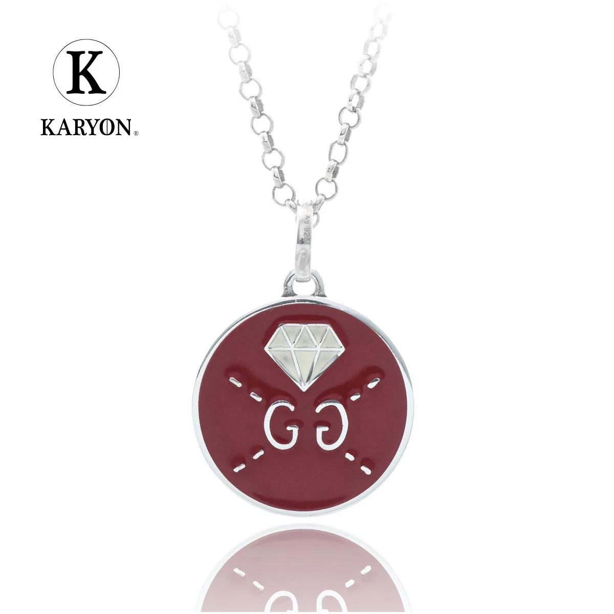 Gucci Collana Ciondolo Fantasma Diamante Argento Rosso Ag925 Donna Ragazza