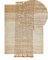 Teppich Jute NatüRlich Beige 140 X 200 Cm Fransen Geometrisches Muster Hamzalar