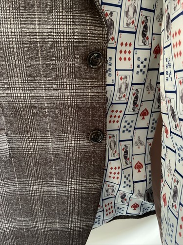 House Of Cavani Brown Check Tweed Style Blazer Jacket Size 46” Slim Fit - Picture 4 of 8