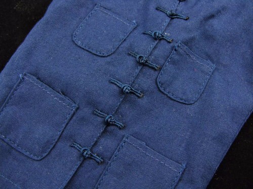 1/6 Male Blue Long Sleeve Chinese-style Costume Kung Fu Suit for 12" Figure Body - Picture 4 of 5
