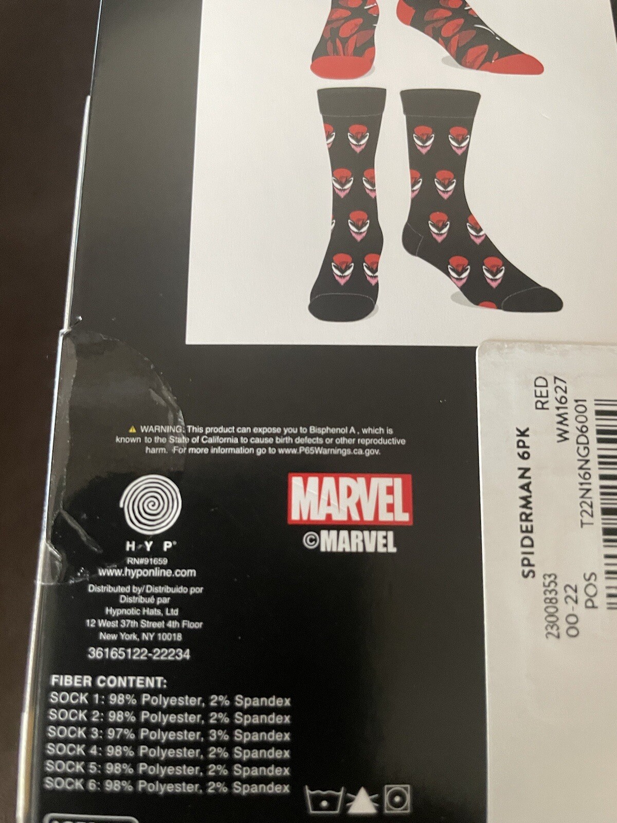 Marvel Spiderman Venom Men's Crew Socks 6-Pair Size 8-12 Casual Comic image 8