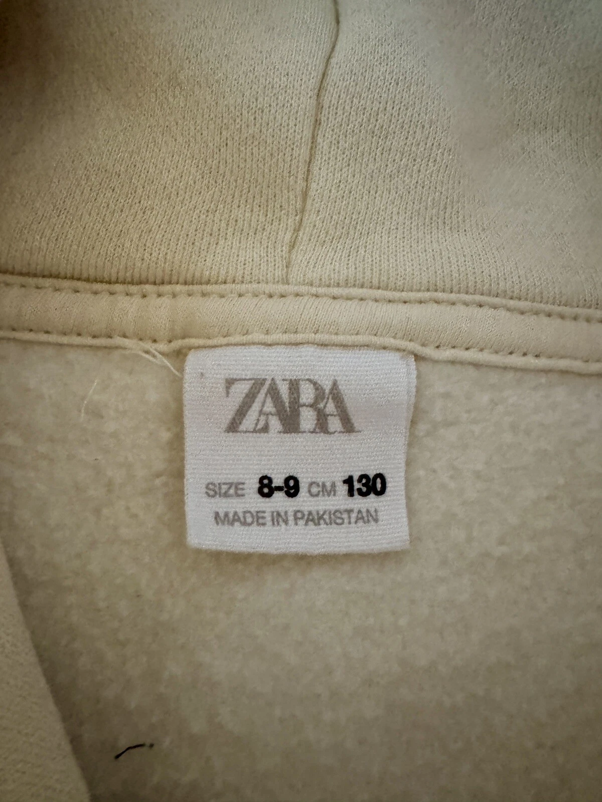 OFF WHITE Felpa con cappuccio Zara bambino unisex ragazzo ragazza taglia 8 9 panna beige hooidie