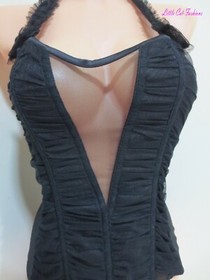 Ann Summers Anya Black Ruched Lace Corset Size 10 Free Post NWT