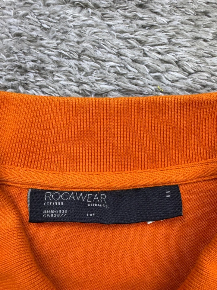 Camisa De Colección Rocawear Hombres 2XL Naranja Bordada Militar Manga Corta Y2K Años 90 Polo Foto 3 de 4