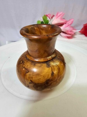 Vtg Small Wood Vase