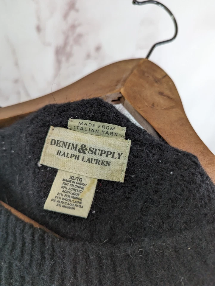 Suéter Denim & Supply Ralph Lauren para mujer XL negro grueso de gran tamaño holgado Foto 3 de 4