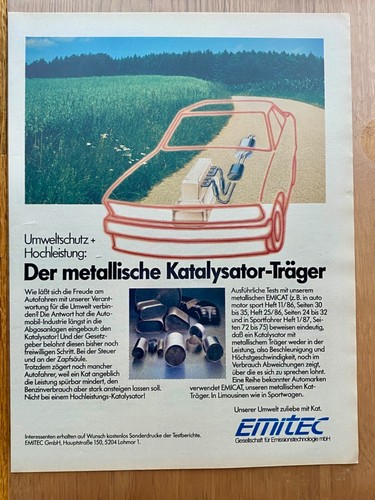 Emitec Katalysator Lohmar Oldtimer 1987 Vintage Ad Werbung Reklame