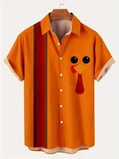 Men's Vintage Style Reproduction Turkey Pattern Shirt 4XL Big & Tall