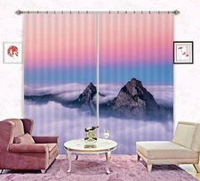 3D Pink Sunset Mountain ZHUA370 Photo Curtain Window Blockout Fabric Amy 2023