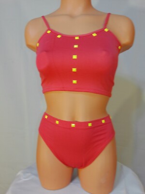 Exotic dancer stripper medium pink two piece boy short dance outfit-dancewear