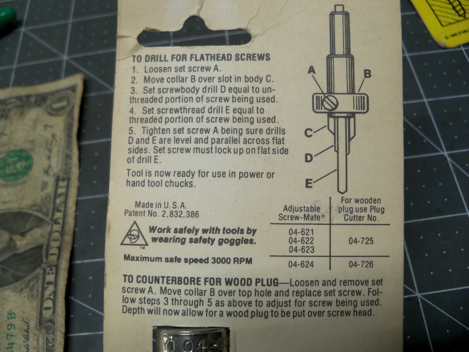 Stanley Screwmate 8 Adjustable Boatbuilder VTG NOS Countersink Drill