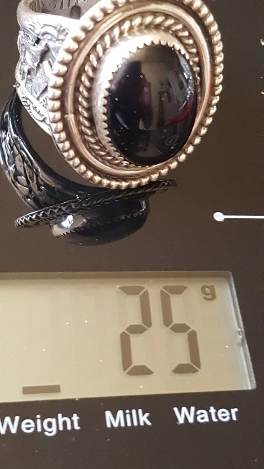 Anillo de hombre raro hecho a mano con ONYX negro y plata de ley Foto 4 de 4