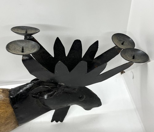 Vintage Set (2) Deer Head Bust Wall Sconce Candle Holder - Picture 5 of 6