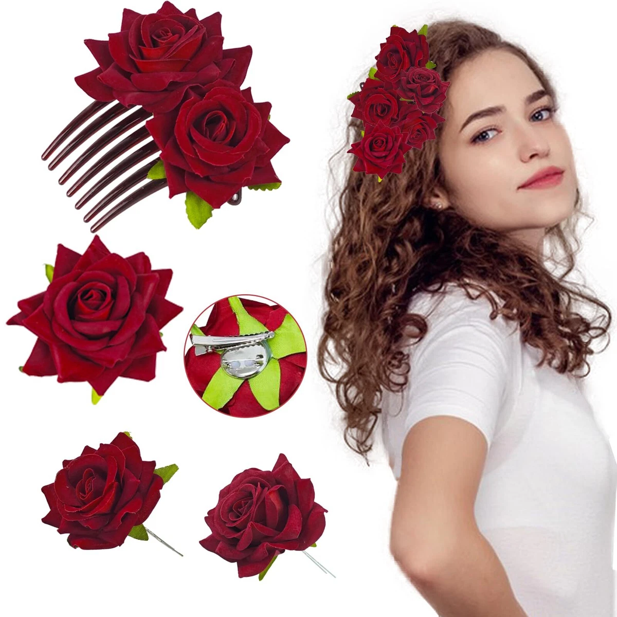 spilla con fiore di organza, fermaglio per capelli floreale - Italia