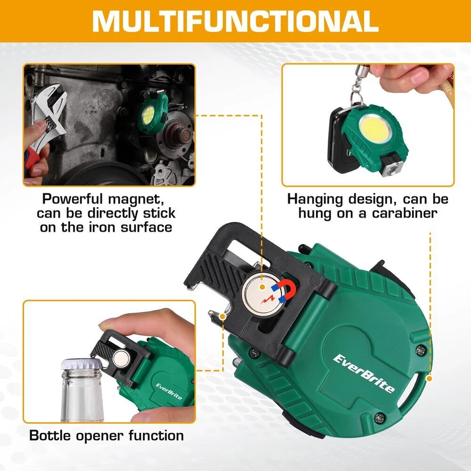 EverBrite Rechargeable COB Keychain Work Light 2Pack Magnetic Flashlight 6 Modes - Image 4 of 4