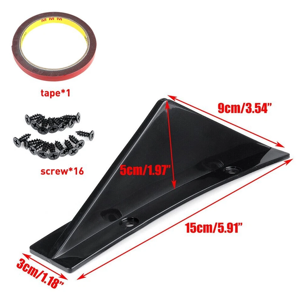 4x диффузор для заднего бампера плавник спойлер кромка крыло универсальный разветвитель черный - Изображение 4 из 4