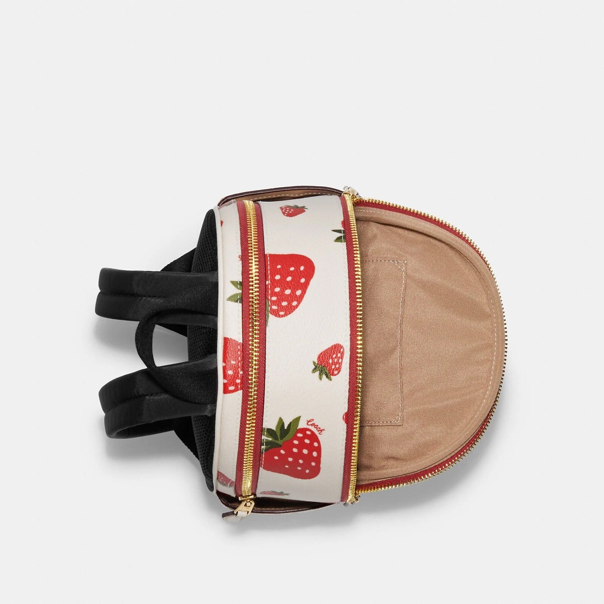 NWT Coach Mini Court Backpack With Wild Strawberry Print
