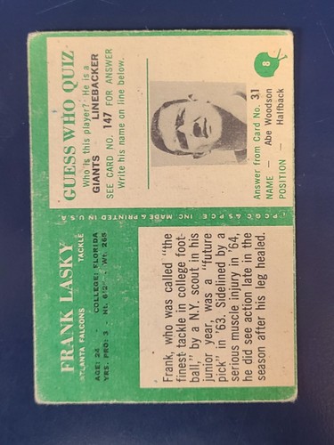 1966 Philadelphia Fußballkarten vervollständigen Ihr Set Sie wählen #1 - 104 - Bild 17 von 205