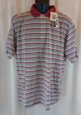 Basic Editions Men's Striped Polo Size L Short Sleeve Retro Kmart Multicolor