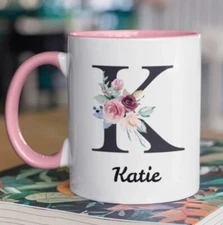 Personalized Name Mug, Custom Gift Mug, Floral Coffee Mug, Mother's Day Gift