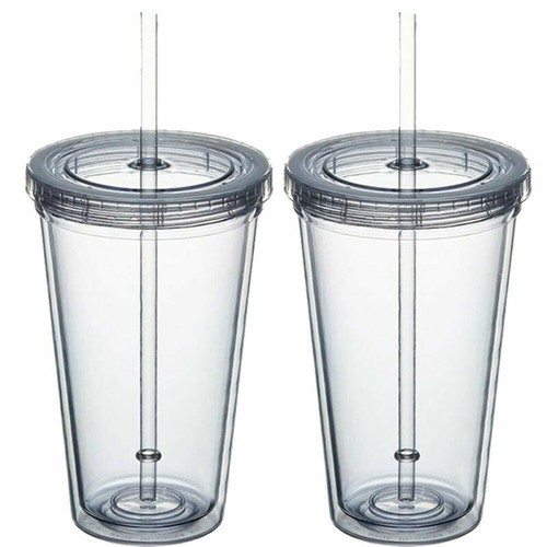 2pcs 16oz/500ml Tumbler Tumblers Cup With Straw Lids Reusable Double Walled Mug - Picture 14 of 14