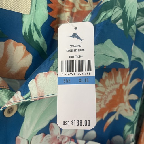 NEW! Tommy Bahama Silk Hawaiian Shirt ~ Garden Key Floral ~ Blue Size XL - Picture 4 of 7