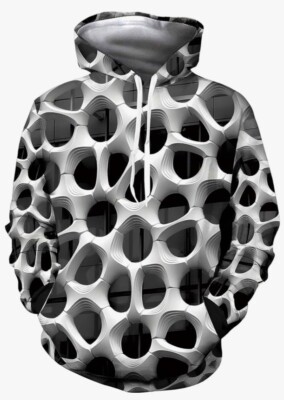 Hoodie Digital 3D Graphic Geometric Print Adult Size Med Unisex Lightweight NEW!