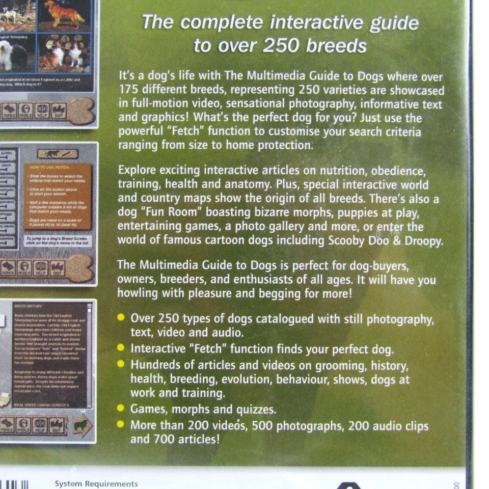 The Multimedia Guide to Dogs. PC CD ROM. Over 250 Dog Varieties. New and Sealed - Image 4 of 4