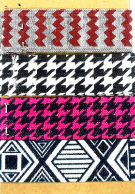 1m x 15mm Falzgummi Rollierband Einfassband elastisch HOUNDSTOOTH & GEOMETRIE