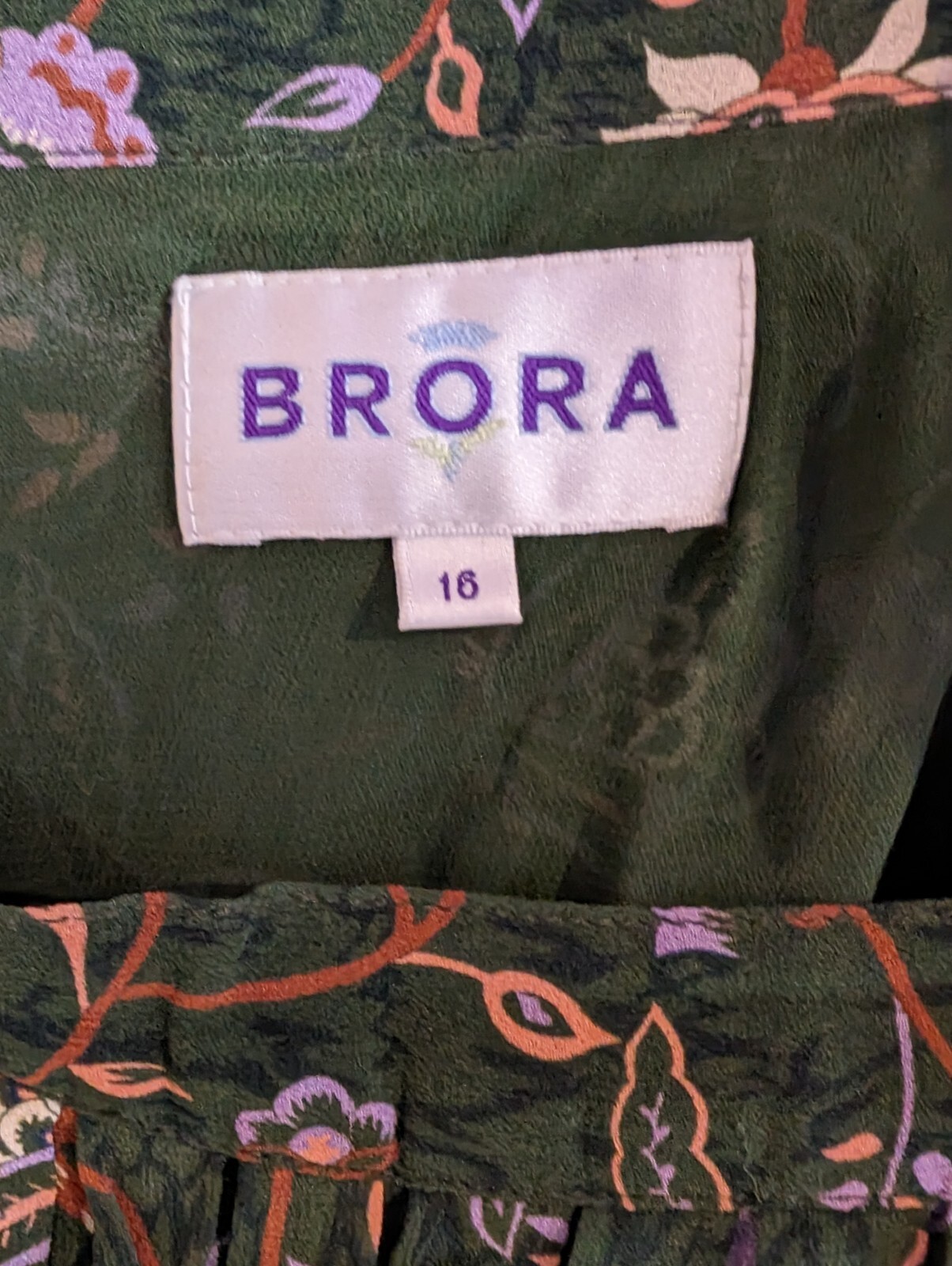 Brora Skirt Flower Print 100 Silk 100 Viscose Lining Size 16 Good