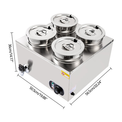 6L/16.8Qt Commercial Electric Soup Warmer Soup Station 1Round Pots Steam Kettle