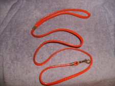 ORANGE PATENT DOG LEASH PET 4 FEET WITH HOOK AND HANDLE