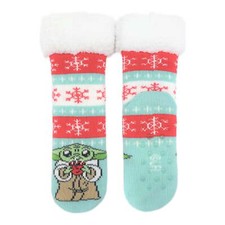 Star Wars The Mandalorian Yoda Sherpa Lined Soft Non-Slip Women's Slipper Socks