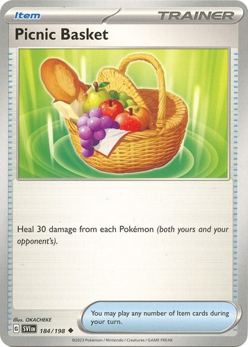 picnic basket pokemon card - 184/198 - Scarlet & Violet - 4 Lot Heal 30 damage from all Pokemon in play (both yours and your opponents) Trading Cards - Pokemon Trading