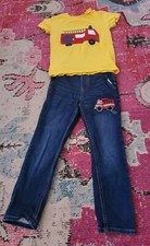 Lot outfit jeans tee shirt set Next 82 UK boys size 6 7 Fire Truck Fireman GUC