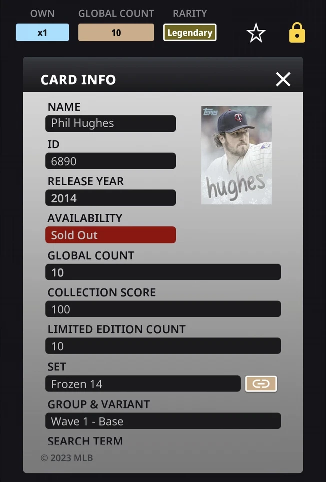 Topps Bunt DIGITAL - 2014 Frozen - Phil Hughes - Image 2 of 3