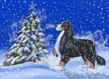Bernese Mountain dog print 8 x 10 , "Christmas Magic " Signed by artist