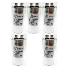 Pack of 5 - VIALU - 50 uf/MFD 370 VAC volts Round Run Capacitor 50/60 Hz