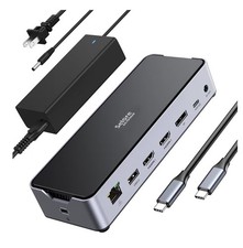 USB C Docking Station 3 Monitors Laptop Dock Dual Monitor with 2 HDMI Display...