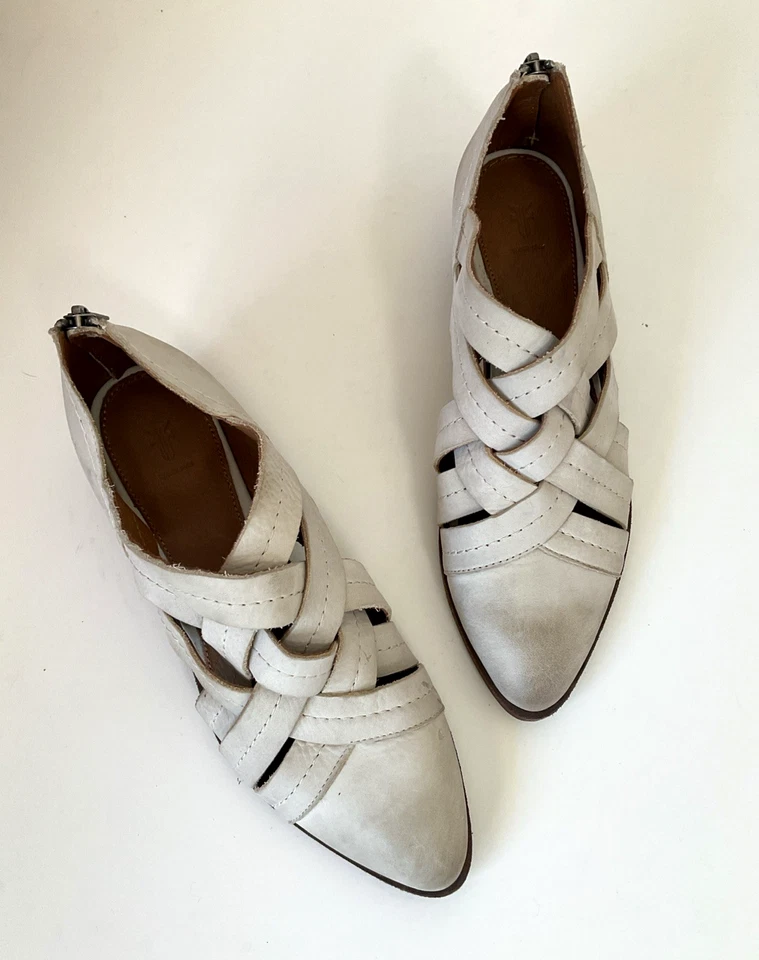 Frye Ray Huarache Bootie, Shootie In Cream Nubuck Leather Pointed Toe Size 6 1/2 - Image 3 of 4