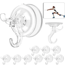 Suction Cup Hooks for Shower, 10 Pack Heavy Duty Wall Hooks Hold up to 11LB, ...