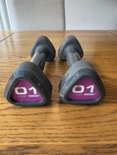 Escape 1kg Dumbbells Pair 2 x 1kg Hand Weights Home Gym Pilates Purple/Grey